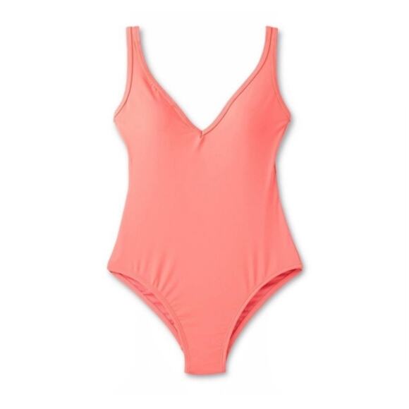 KONA SOL V-Neck High Leg One Piece Swimsuit Orange/Peach Size Large 12/14 - Picture 3 of 7